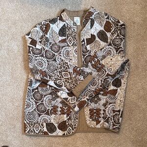 Alfred Dunner Tan and Brown Quilted Jacket